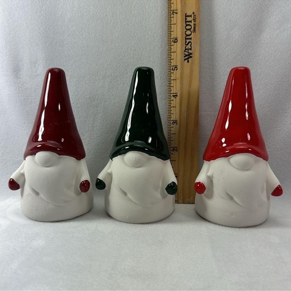 Holiday Ceramic Gnomes 3ct Red/Green Christmas - Picture 2 of 5